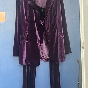 Elegant Purple Velvet womens 3 piece Suit